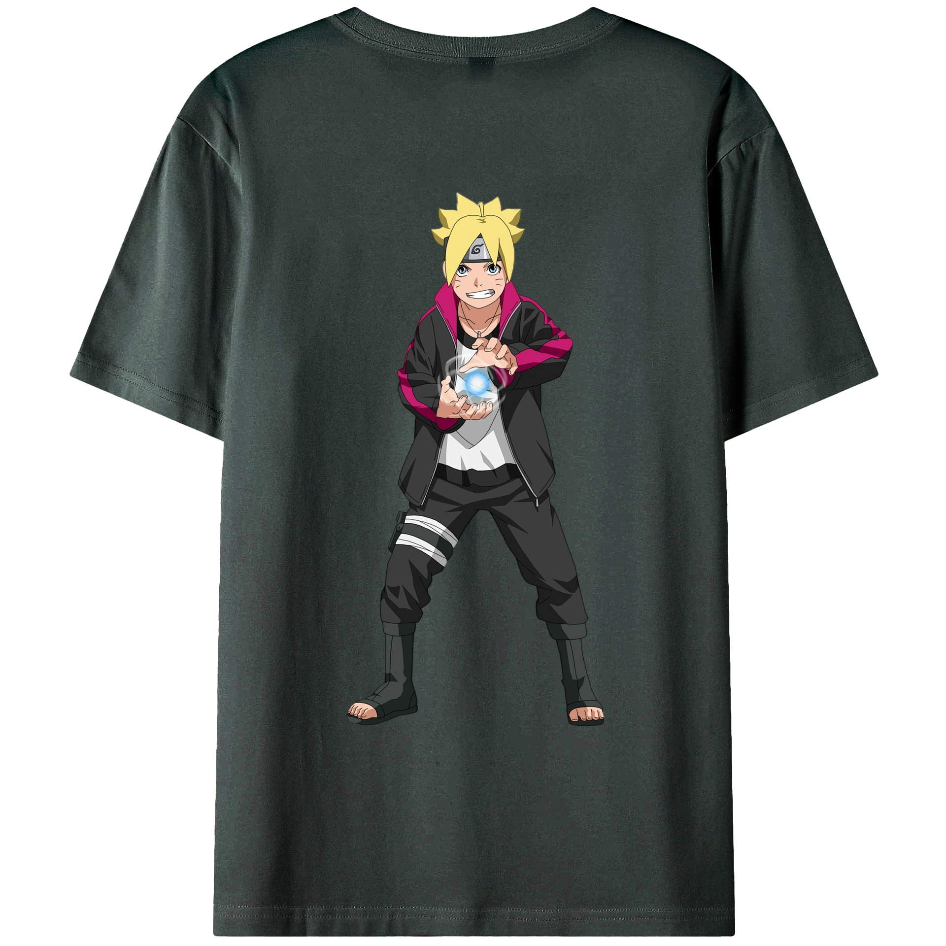 （画像用） NARUTO -ナルト- うずまき ボルト Uzumaki Boruto 綿100％ メンズ半袖Tシャツ（バックプリント） 通気性
